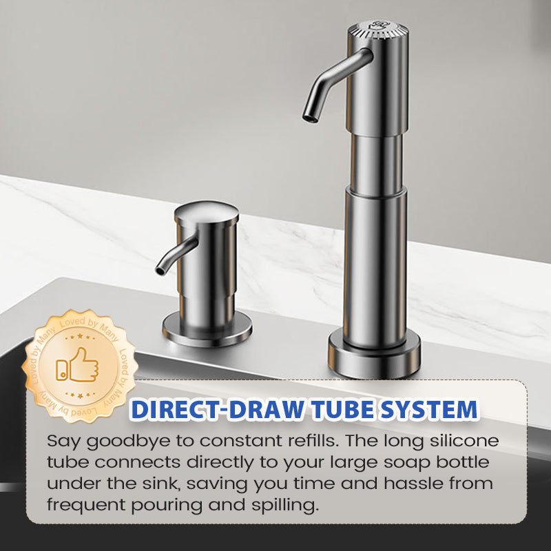 🔥LAST DAY 70% OFF🔥 Quick-Install Kitchen Sink Soap Dispenser – Direct-Draw Tube, Upgraded Power Pump – Tool-Free Install, 360° Swivel Spout – Fits Most Sinks! 🧼✨