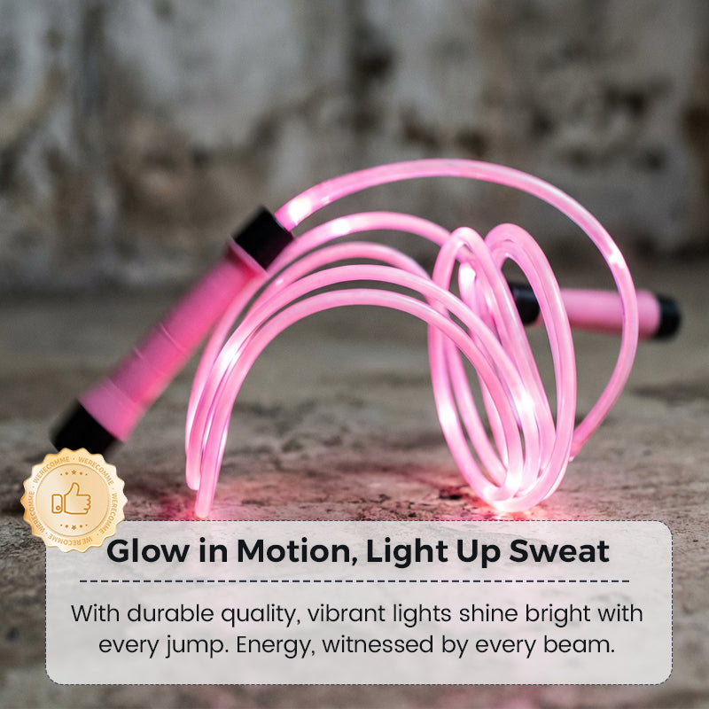 🌟✨ LED light-up jump rope – With 3 adjustable modes and shockproof design for long-lasting fun! 💡🏃‍♀️ Perfect for outdoor activities, sustainable with rechargeable battery. 🌿