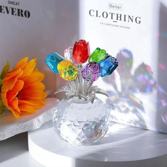 🎉 New Year's gift – 50% OFF!✨Eternal crystal rose petal figurine in a vase: timeless symbol of love + luxurious home accessory – perfect as a gift!