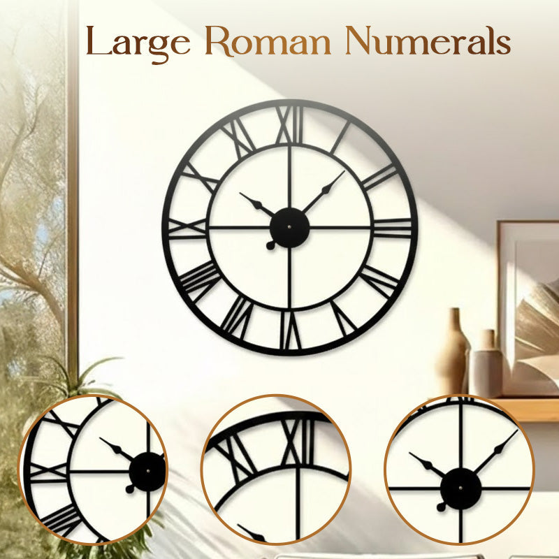 Silent Non-Ticking Vintage Industrial Wall Clock