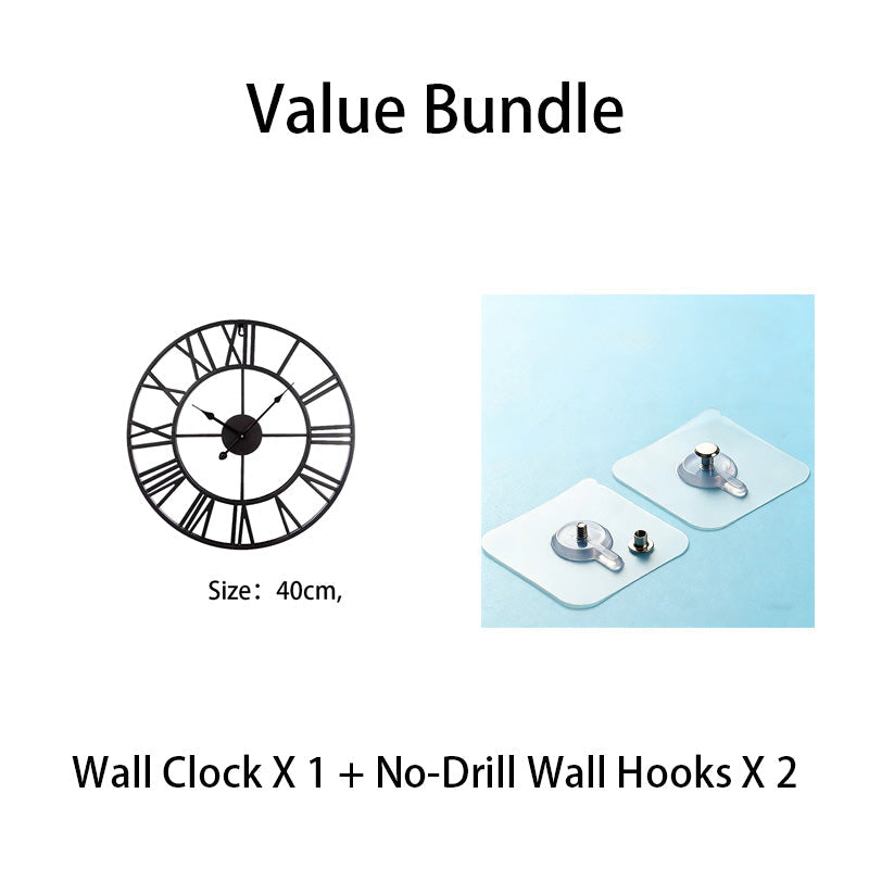 Silent Non-Ticking Vintage Industrial Wall Clock