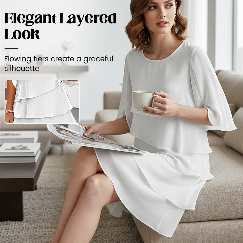 🎁Women's Elegant Layered Ruffle Sleeve Dress – Effortless Style for Every Occasion💃