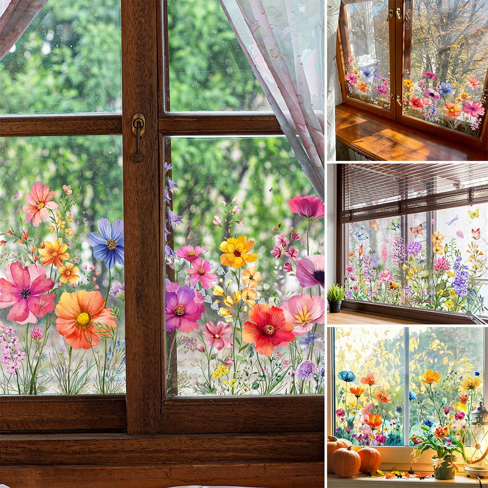 ✨LAST DAY SALE 50% OFF!💐Colorful Floral Bouquet Window Sticker🖼️