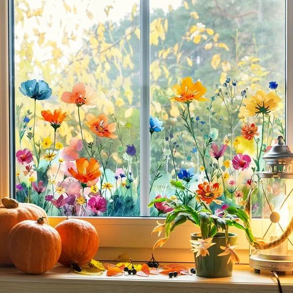 ✨LAST DAY SALE 50% OFF!💐Colorful Floral Bouquet Window Sticker🖼️