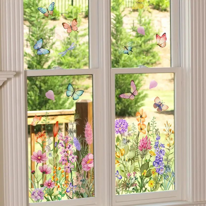 ✨LAST DAY SALE 50% OFF!💐Colorful Floral Bouquet Window Sticker🖼️
