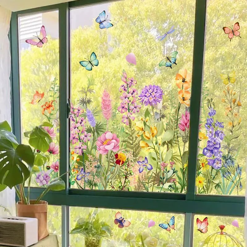 ✨LAST DAY SALE 50% OFF!💐Colorful Floral Bouquet Window Sticker🖼️