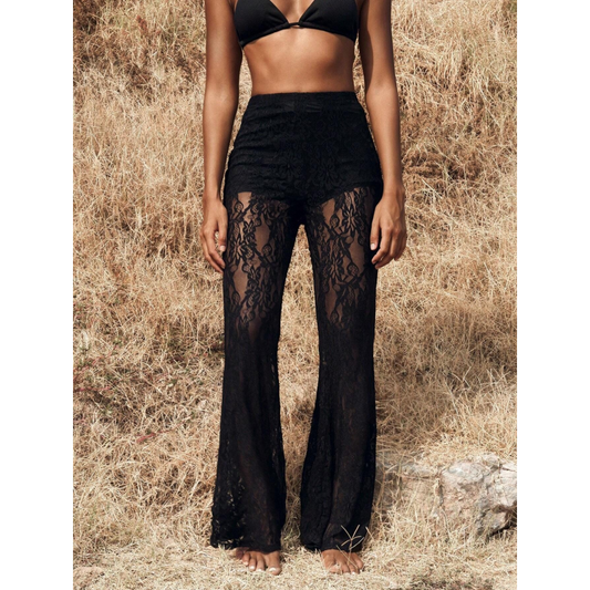 🥳2026 HOT SALE🥳💞50K+ SOLD!💥👵👖 50% OFF! High-Waisted Lace Flare Pants – Elegant & comfortable all day! Gentle on tummy, easy elastic waist. Flowing lace design, breathable & lightweight. Perfect for special occasions or everyday grace. 🌸✨