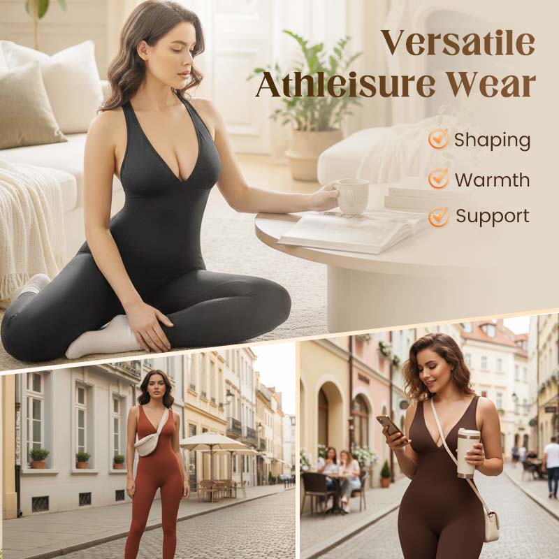 🔥Buy 1 get 1 free🔥 💞50K+ SOLD!🌸🦋50% OFF High-Stretch V-Neck Jumpsuit – All-day ease for fitness & beyond. Breathable, flexible & effortlessly chic. Your go-to for movement. 🧘‍♀️💫