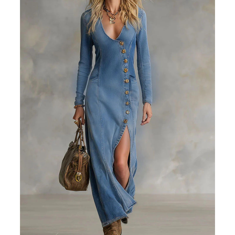 🥳2026 HOT SALE🥳💞50K+ SOLD!🎀🌟 50% OFF! V-Neck High Slit Dress – Hugs your curves in all the right places. Elegant, comfortable & stunning. Your new go-to. 👗💕