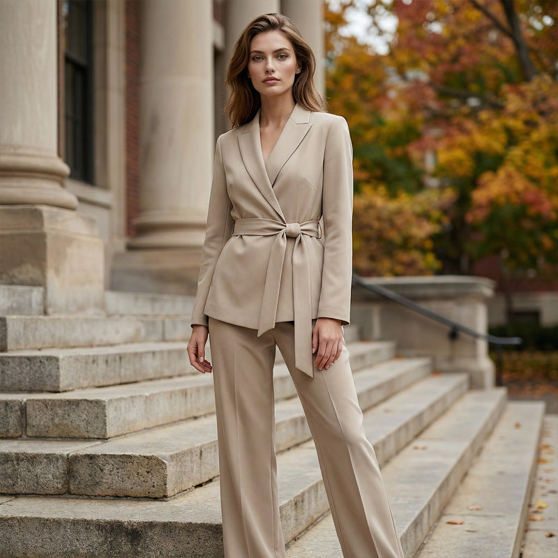 💎 60% OFF! 💎 Women's Elegant Tie-Waist Blazer & Wide-Leg Pants Suit Set – Flattering Silhouette, Breathable Fabric & Effortless Versatility ✨👗