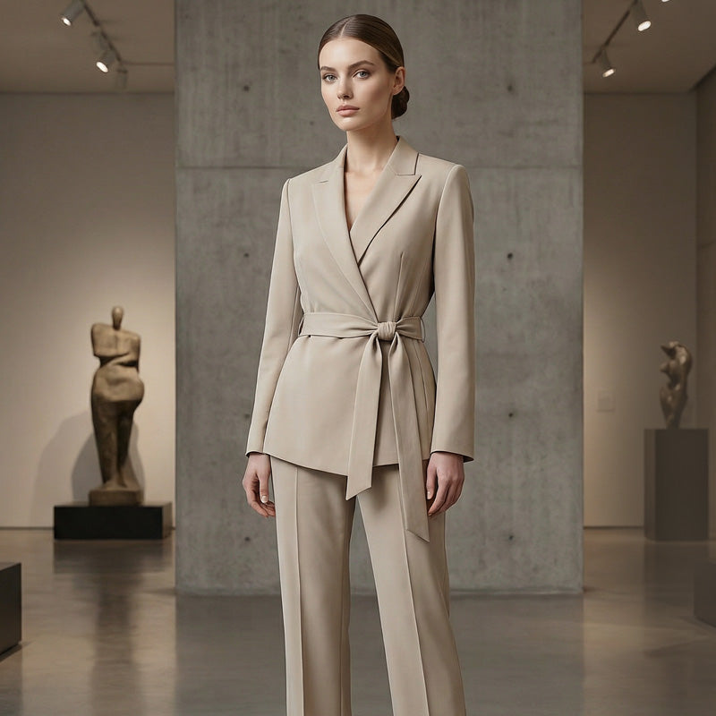 💎 60% OFF! 💎 Women's Elegant Tie-Waist Blazer & Wide-Leg Pants Suit Set – Flattering Silhouette, Breathable Fabric & Effortless Versatility ✨👗