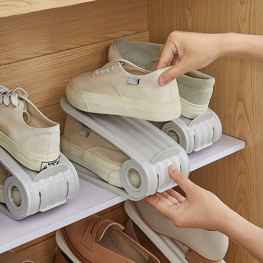 🥳2026 BESTSELLER🥳 Shoe Storage Rack – Space-Saving Double Deck, Adjustable Grooves – Eco-Friendly PP, Easy Clean – Closet Essential! 🛡️💨