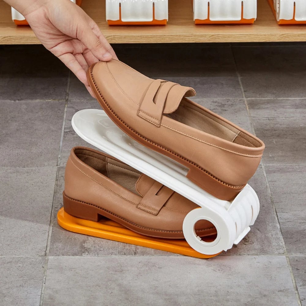 🥳2026 BESTSELLER🥳 Shoe Storage Rack – Space-Saving Double Deck, Adjustable Grooves – Eco-Friendly PP, Easy Clean – Closet Essential! 🛡️💨