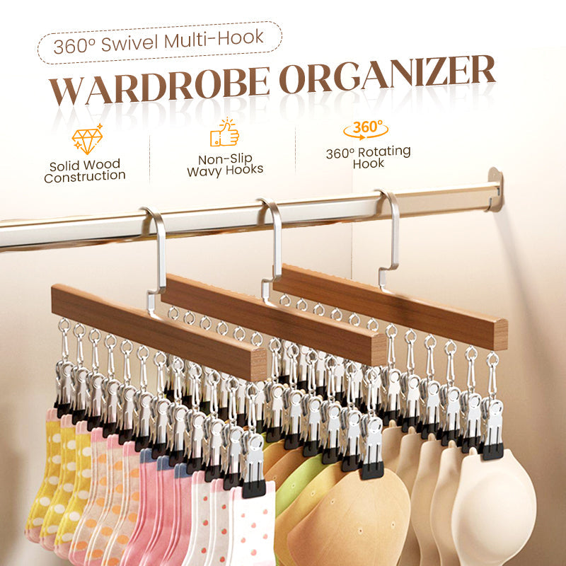 🔥40% OFF!👕360° Swivel Multi-Hook Wardrobe Organizer--10 clips