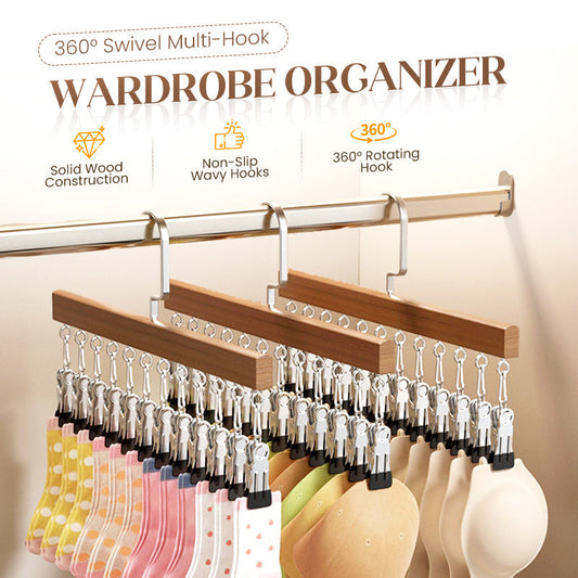 🔥40% OFF!👕360° Swivel Multi-Hook Wardrobe Organizer--10 clips
