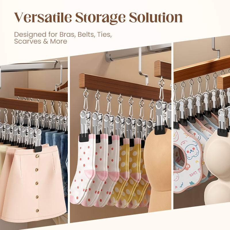 🔥40% OFF!👕360° Swivel Multi-Hook Wardrobe Organizer--10 clips