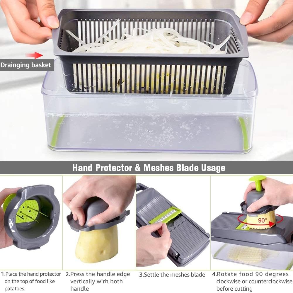 ✨Multi-purpose food cutter – stainless steel blades, easy to clean, versatile preparation options 🥗