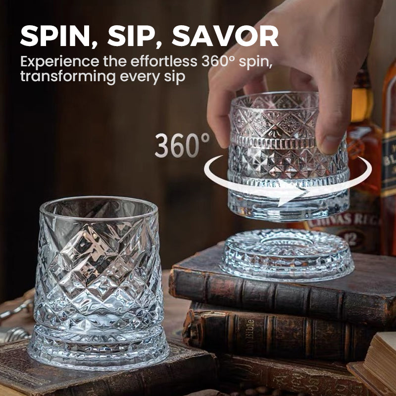 🥳2026 HOT SALE🥳💞50K+ SOLD!🥃🌀 50% OFF! 360° Rotating Whiskey Glass – Spins but never spills. Unique tumbler for home bar or gifts. Add fun to every sip. 🎁✨