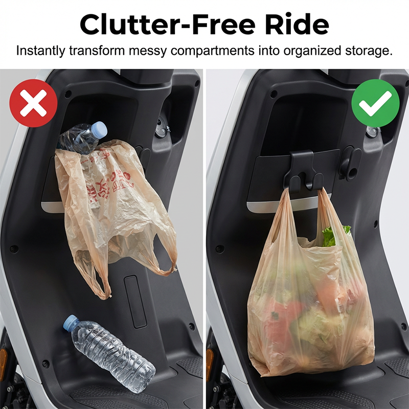 🛵 Heavy-duty scooter hooks – hold bags & groceries! Weather-resistant ABS, universal fit, tool-free install. 🚲🛍️
