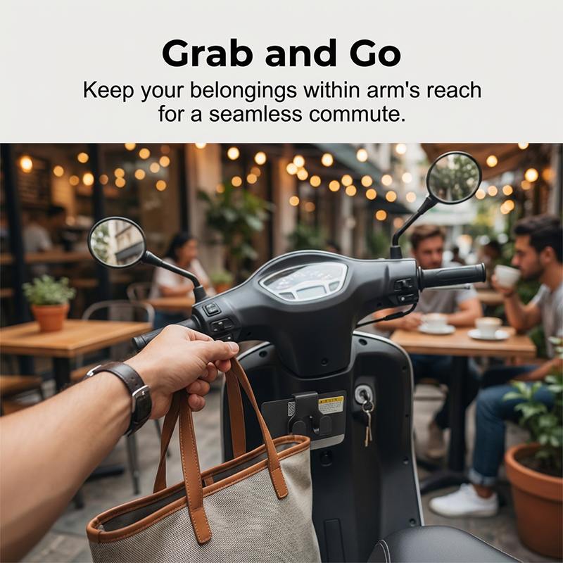 🛵 Heavy-duty scooter hooks – hold bags & groceries! Weather-resistant ABS, universal fit, tool-free install. 🚲🛍️