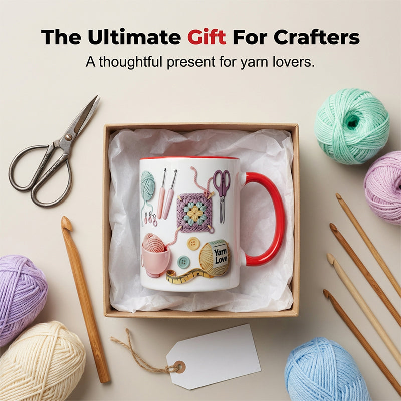 🔥LAST DAY SPECIAL PRICE £9.99!!⚡50K+ SOLD!🎁🧶Yarn Love Mug, Gift For Crafters And Creative Souls