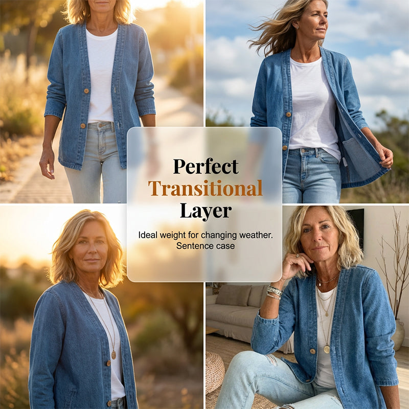 🧥 60% OFF NOW! ✨ Women's Classic Button Front Denim Jacket – V-Neck, Breathable Fabric & Relaxed Fit 💙
