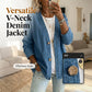 🧥 60% OFF NOW! ✨ Women's Classic Button Front Denim Jacket – V-Neck, Breathable Fabric & Relaxed Fit 💙