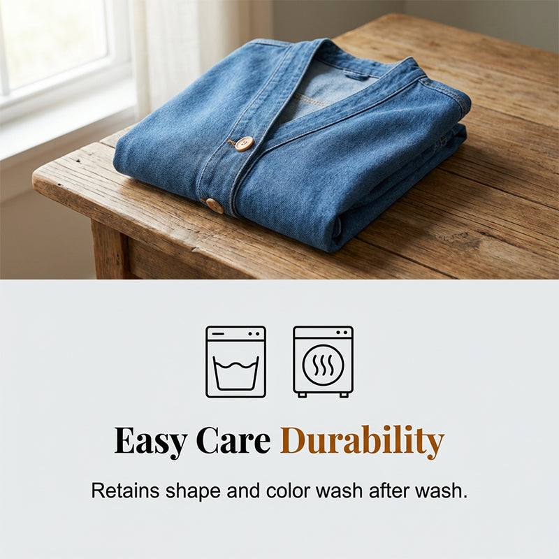 🧥 60% OFF NOW! ✨ Women's Classic Button Front Denim Jacket – V-Neck, Breathable Fabric & Relaxed Fit 💙