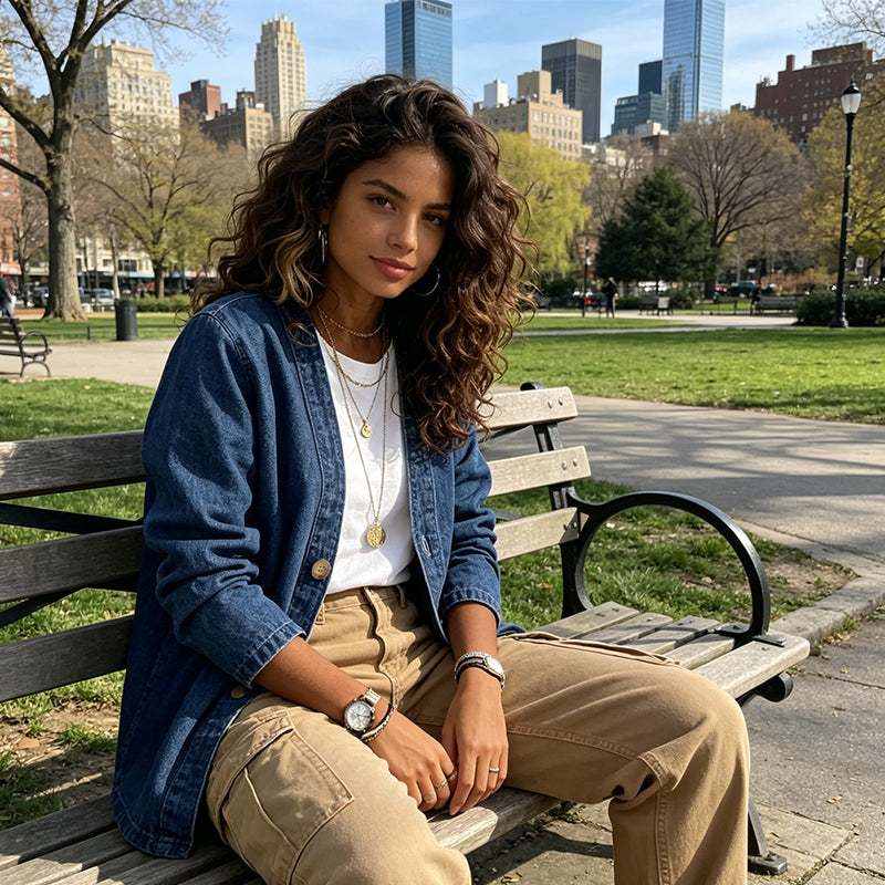 🧥 60% OFF NOW! ✨ Women's Classic Button Front Denim Jacket – V-Neck, Breathable Fabric & Relaxed Fit 💙
