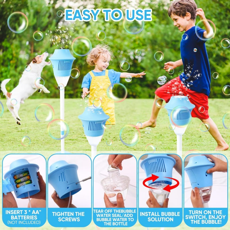 Automatic Handheld Bubble Machine for Kids, Bubble Maker Spring Summer Toys with Lights, Outdoor Rechargeable Blower Best Easter Gift for Children