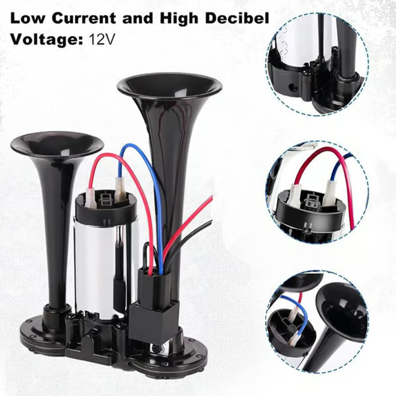 🚨🔥 150 dB train horn for SUVs & lorries: 12V/24V universal, military-grade waterproof – safety meets authority! 🚗💨 Easy to connect, impossible to miss in an emergency.