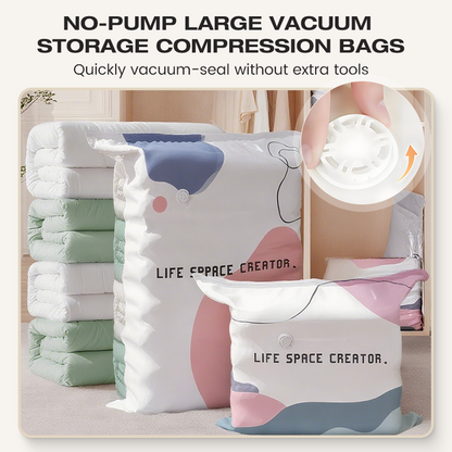🥳2026 HOT SALE🥳💞 50% OFF! No‑Pump Vacuum Storage Bags – Press & seal, no pump needed. Saves 80% space, keeps clothes dry & dust‑free. Perfect for bulky bedding & off‑season gear. 🛏️🗄️