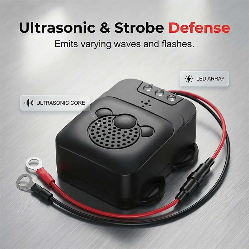 Ultrasonic Car Rodent Repeller with LED Strobe Lights