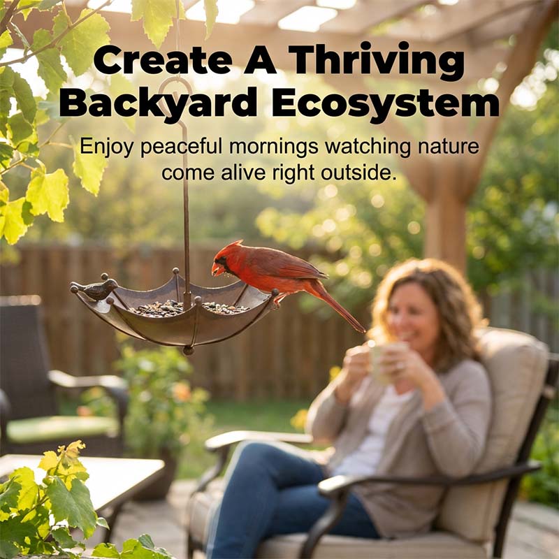 🚀 Limited-time offer – Umbrella-shaped hanging feeder and waterer for birds