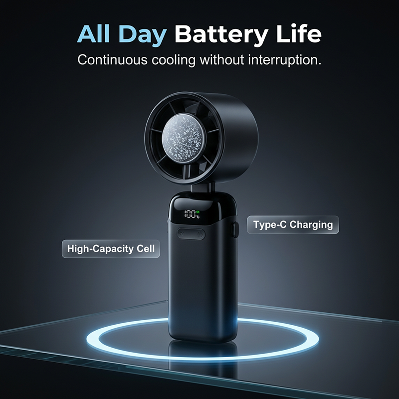 🧊 Ice-cooled fan with digital display | 3 speed settings + cooling mode, foldable base ✅