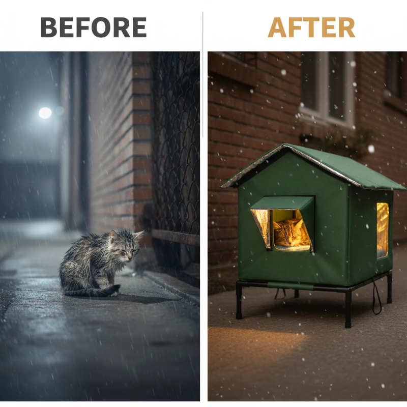 🏠🐈 All-Weather Elevated Outdoor Cat House – Waterproof, Insulated, Foldable 🌧️