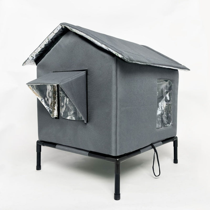🏠🐈 All-Weather Elevated Outdoor Cat House – Waterproof, Insulated, Foldable 🌧️