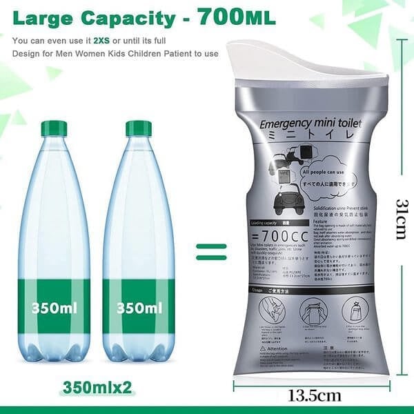 🥳2026 TOP PICK🥳 Travel Pee Bags – 700ml Unisex, SAP Instant Gel Technology – Leak-Proof, Eco-Friendly – Perfect for Travel, Hiking & Emergencies! 🛡️💨