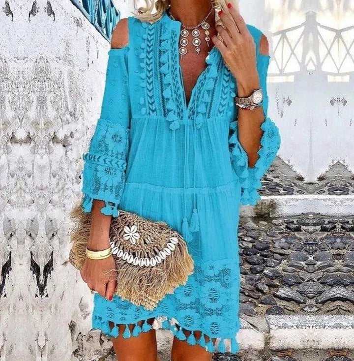 👗Women's Loose Cotton Linen Embroidered Dress🌸