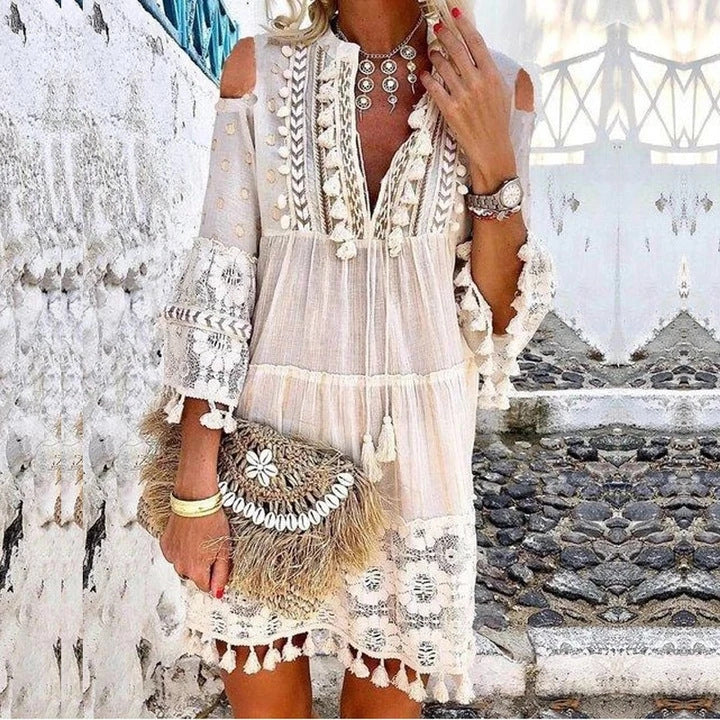 👗Women's Loose Cotton Linen Embroidered Dress🌸