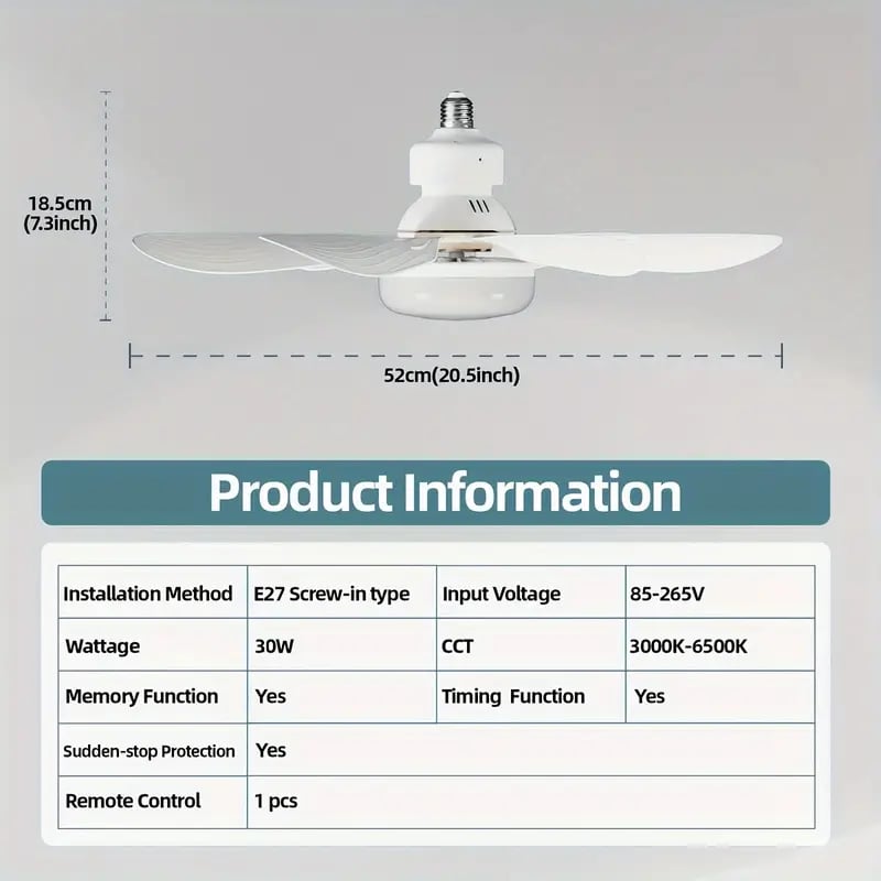🏆LAST DAY SALE 56% OFF🔥SmartBreez 40W LED Ceiling Fan Light – 20.5 Ultra-Quiet with Remote 🎯 | E27 + FREE B22 Adapter 🔌 | For Bedroom 😴, Kitchen 👩‍🍳 & Garage 🛠️ – UK Ready!
