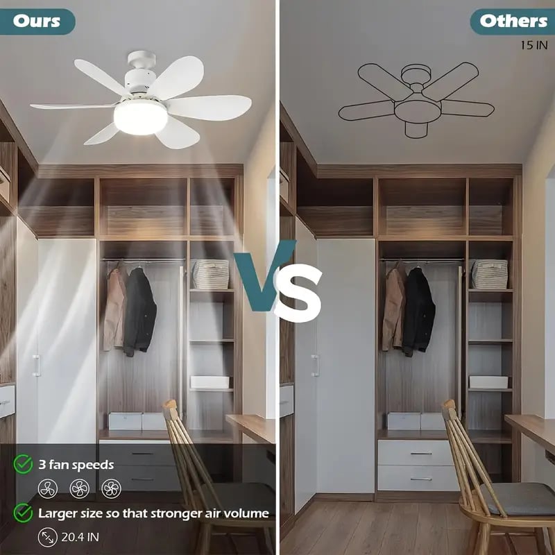 🏆LAST DAY SALE 56% OFF🔥SmartBreez 40W LED Ceiling Fan Light – 20.5 Ultra-Quiet with Remote 🎯 | E27 + FREE B22 Adapter 🔌 | For Bedroom 😴, Kitchen 👩‍🍳 & Garage 🛠️ – UK Ready!