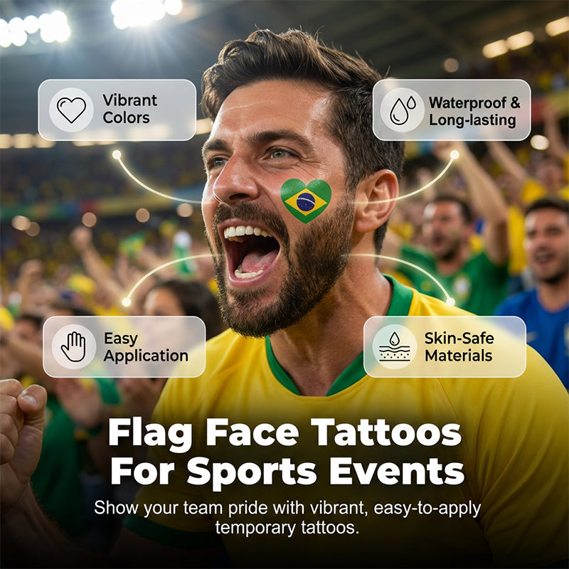 🏆World Cup 2026 Deals⚽🔥World Cup Flag Temporary Tattoos for Sports Fans🥳