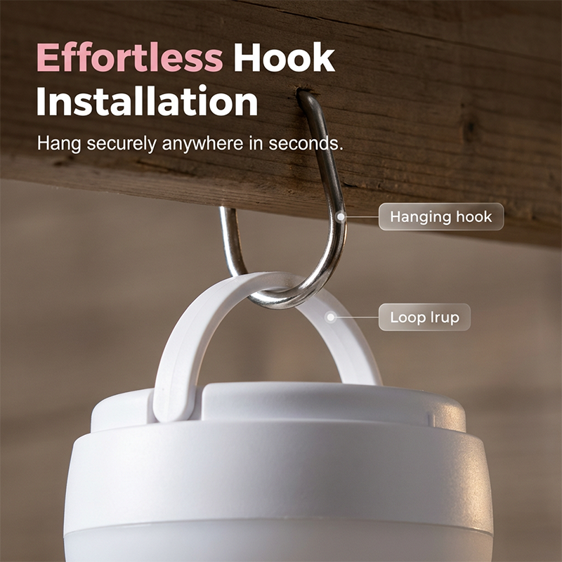 🥳2026 HOT SALE🥳💞50K+ SOLD!🏕️💤 50% OFF! Rechargeable Hanging Fan with LED Light – Silent breeze, soft night glow. Hooks anywhere, 1.5m cord. Sleep cool under canvas! 🌙✨