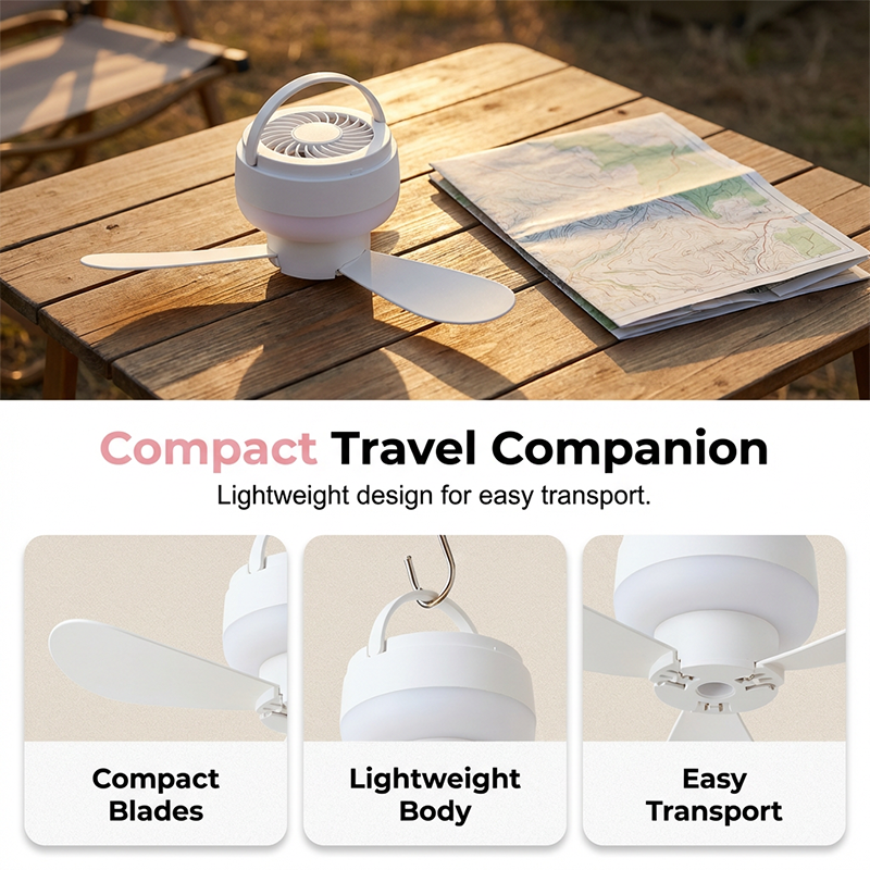 🥳2026 HOT SALE🥳💞50K+ SOLD!🏕️💤 50% OFF! Rechargeable Hanging Fan with LED Light – Silent breeze, soft night glow. Hooks anywhere, 1.5m cord. Sleep cool under canvas! 🌙✨