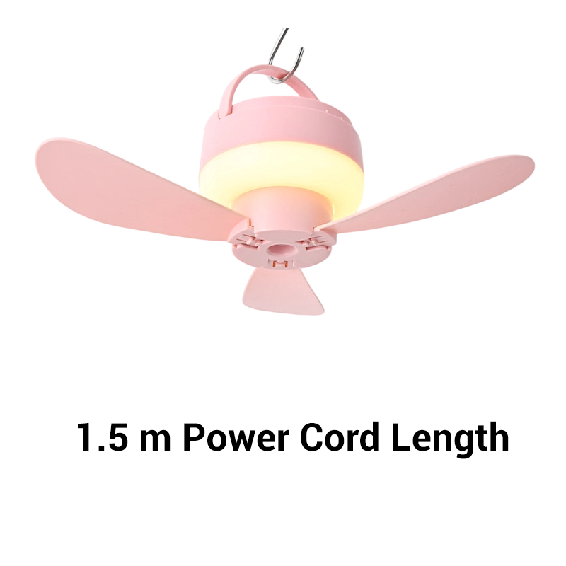 🥳2026 HOT SALE🥳💞50K+ SOLD!🏕️💤 50% OFF! Rechargeable Hanging Fan with LED Light – Silent breeze, soft night glow. Hooks anywhere, 1.5m cord. Sleep cool under canvas! 🌙✨