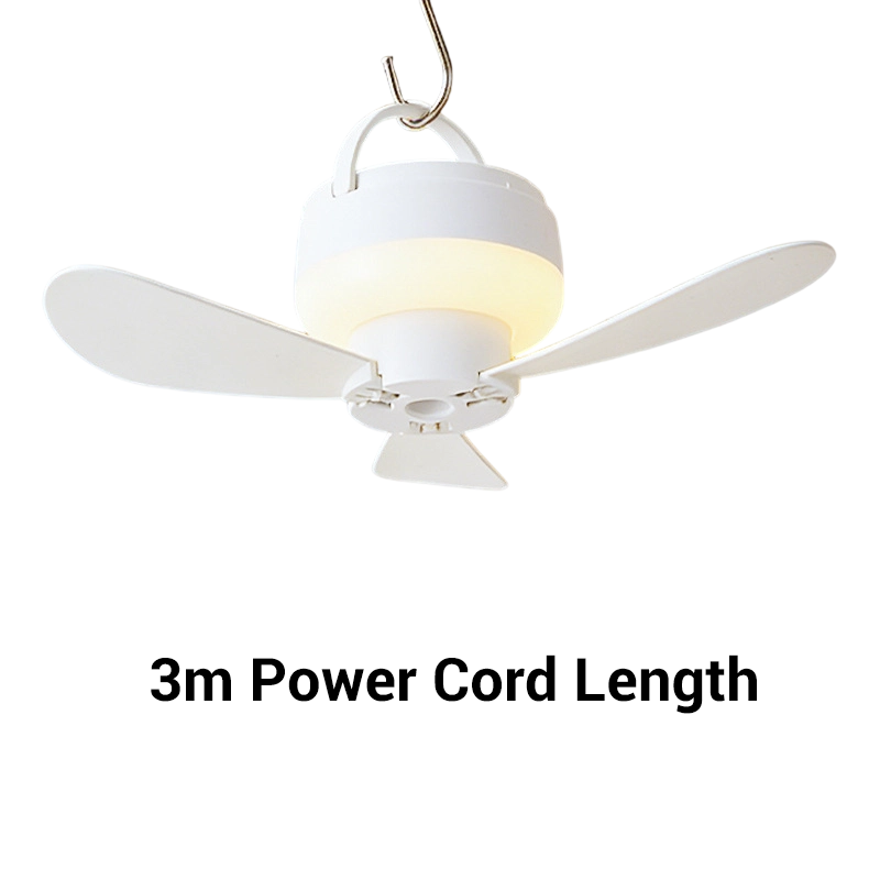 🥳2026 HOT SALE🥳💞50K+ SOLD!🏕️💤 50% OFF! Rechargeable Hanging Fan with LED Light – Silent breeze, soft night glow. Hooks anywhere, 1.5m cord. Sleep cool under canvas! 🌙✨