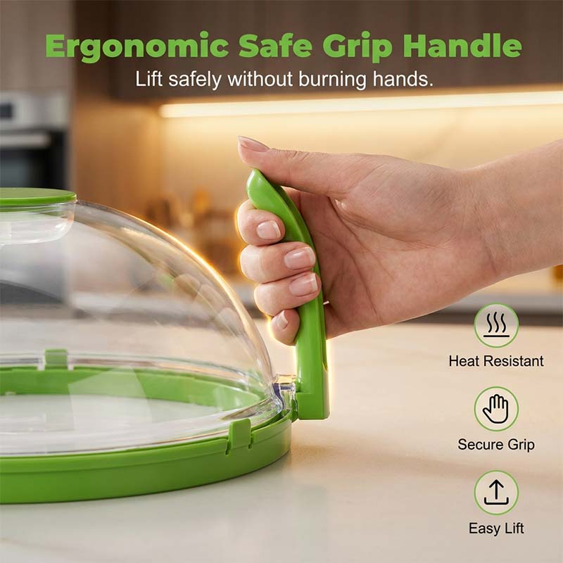 🥳2026 BESTSELLER🥾 Microwave Splatter Cover – Built-In Water Reservoir, Steam Circulation – Ergonomic Safe Grip – Fits Most Microwaves – Easy Rinse Clean! 🛡️💨