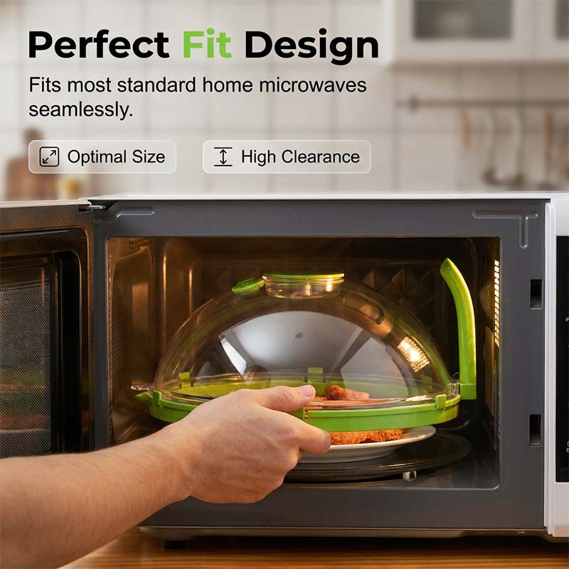 🥳2026 BESTSELLER🥾 Microwave Splatter Cover – Built-In Water Reservoir, Steam Circulation – Ergonomic Safe Grip – Fits Most Microwaves – Easy Rinse Clean! 🛡️💨