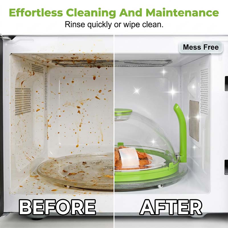 🥳2026 BESTSELLER🥾 Microwave Splatter Cover – Built-In Water Reservoir, Steam Circulation – Ergonomic Safe Grip – Fits Most Microwaves – Easy Rinse Clean! 🛡️💨